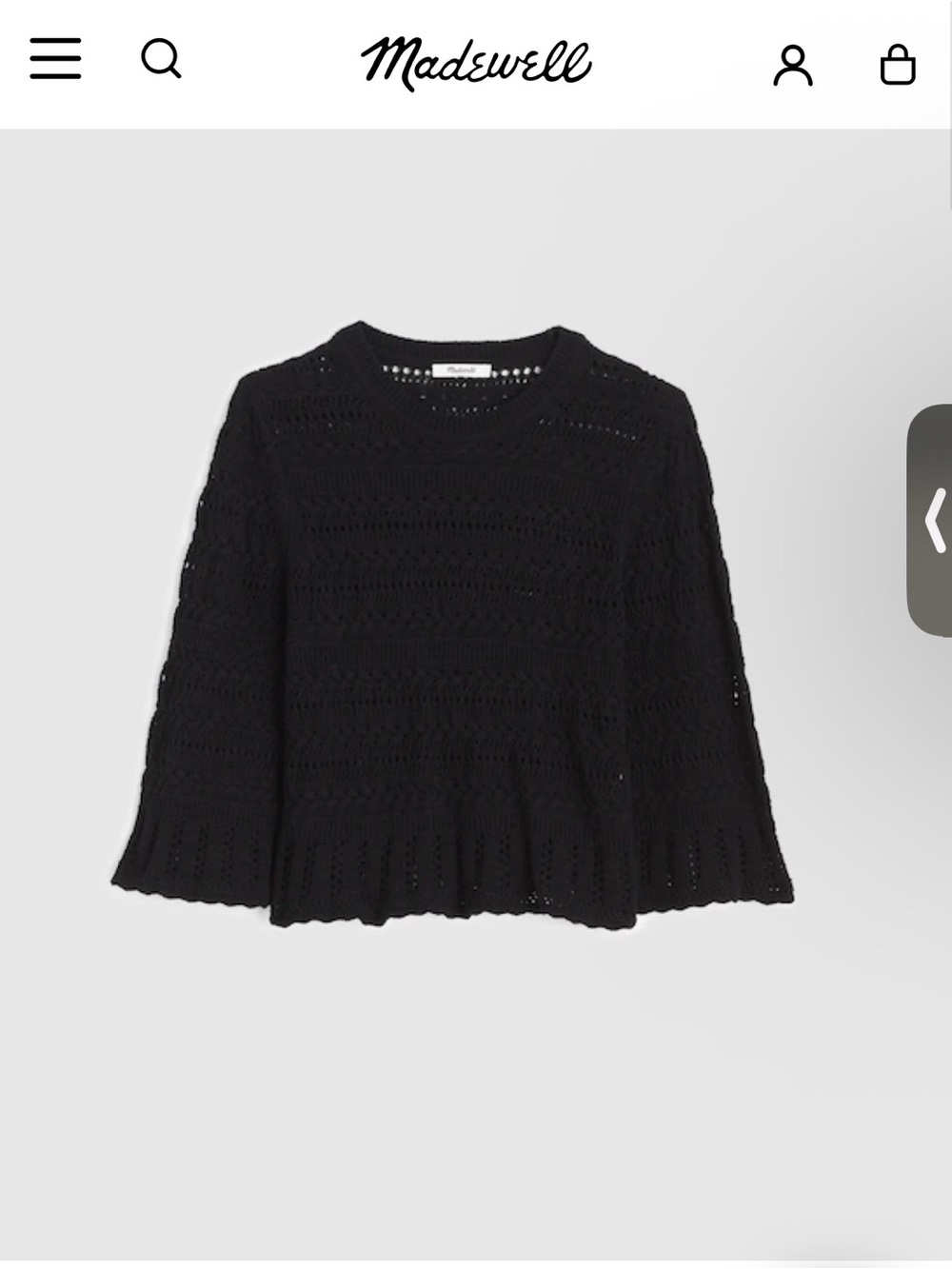 Madewell Black Open-Knit Pullover Sweater